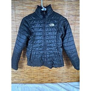 The North Face Girls Black Puffer Jacket M (10/12) Full Zip 2 face